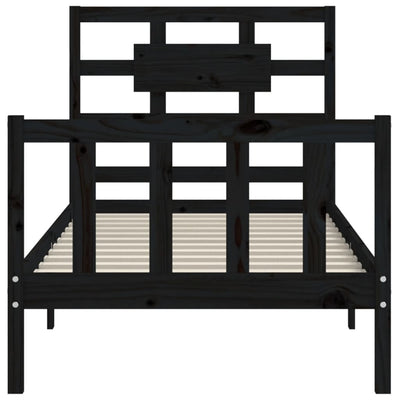 Bed Frame without Mattress Black 90x190 cm Solid Wood Pine