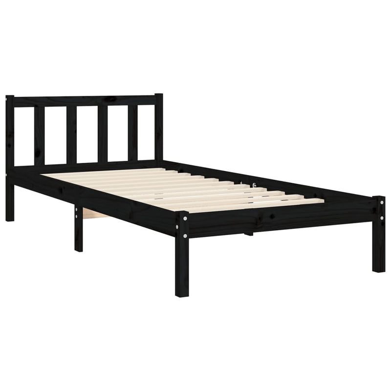 Bed Frame without Mattress Black 90x190 cm Solid Wood Pine