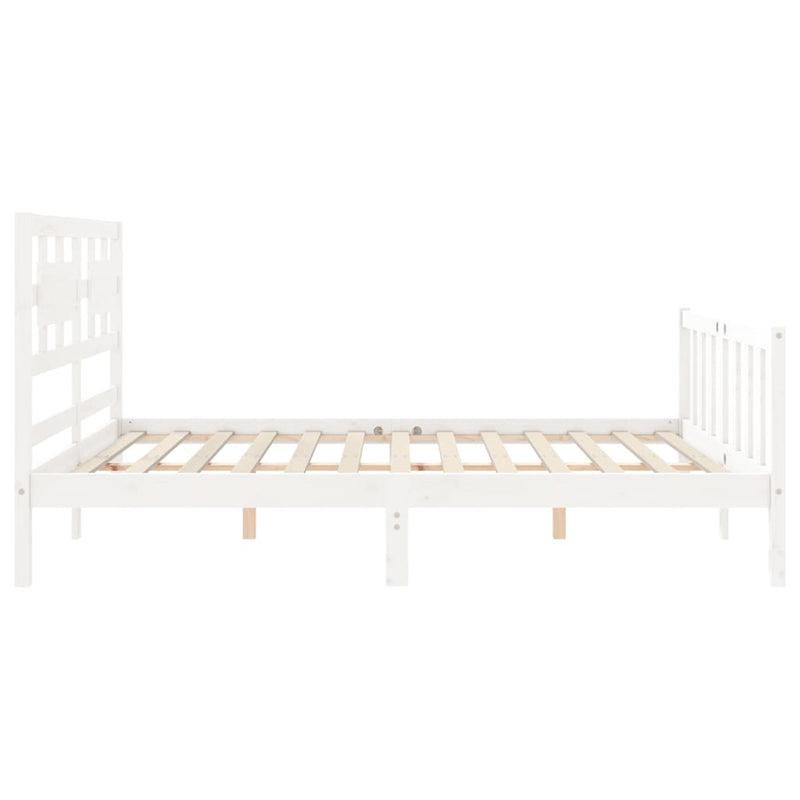 Bed Frame with Headboard White 153x203 cm Queen Solid Wood