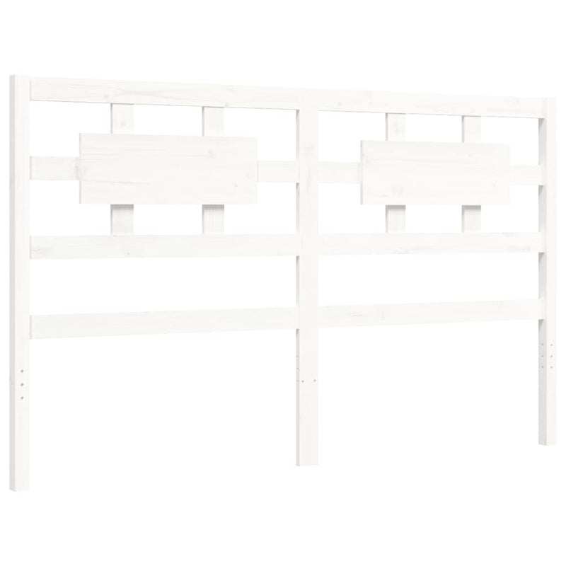 Bed Frame with Headboard White 153x203 cm Queen Solid Wood