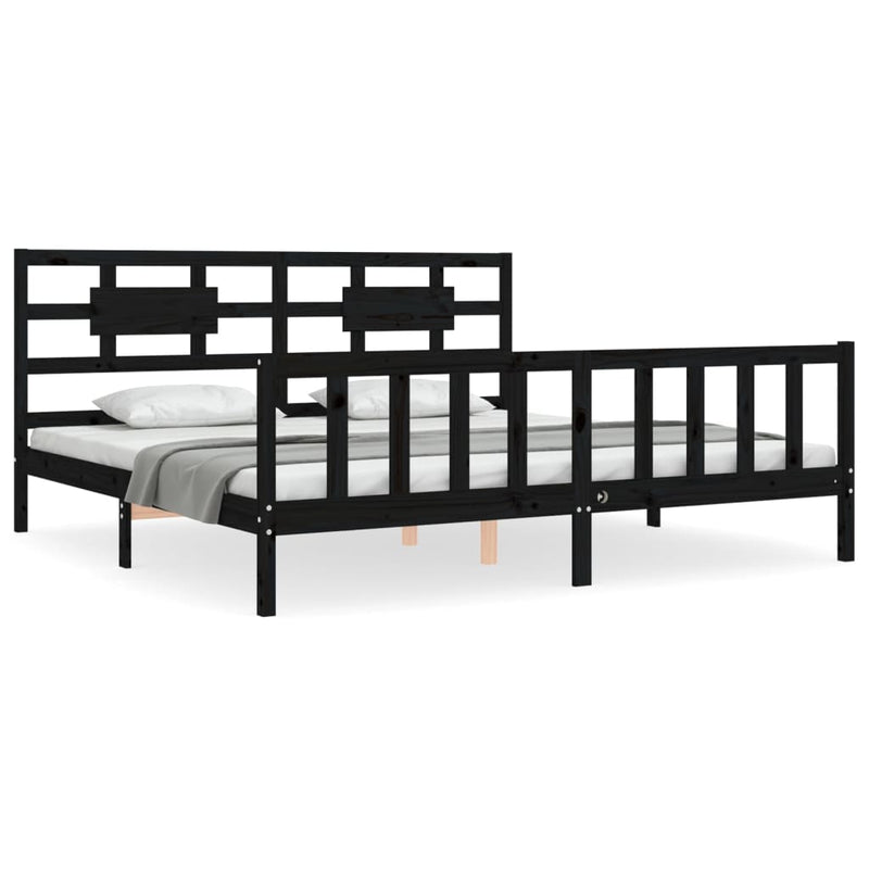 Bed Frame without Mattress Black 183x203 cm King Solid Wood Pine