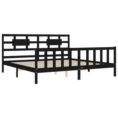 Bed Frame without Mattress Black 183x203 cm King Solid Wood Pine