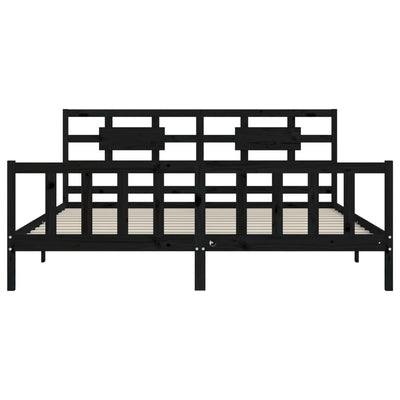 Bed Frame without Mattress Black 183x203 cm King Solid Wood Pine