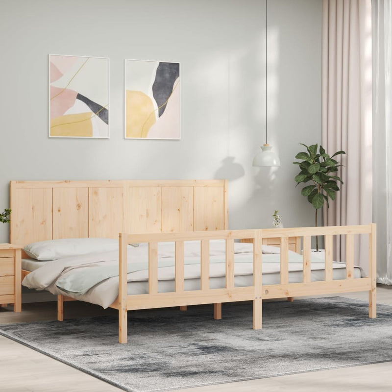 Bed Frame with Headboard 183x203 cm King Solid Wood