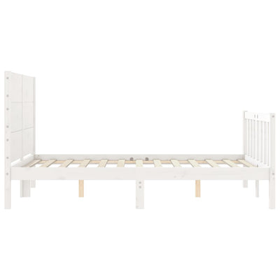 Bed Frame with Headboard White 137x187 cm Double Solid Wood