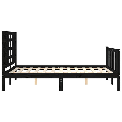 Bed Frame without Mattress Black 135x190 cm Solid Wood Pine