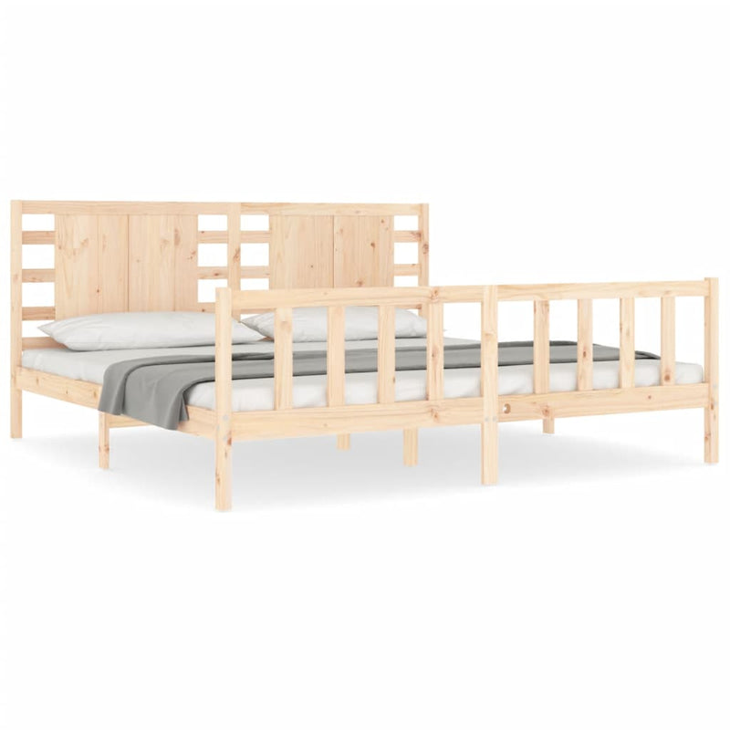 Bed Frame with Headboard 183x203 cm King Solid Wood