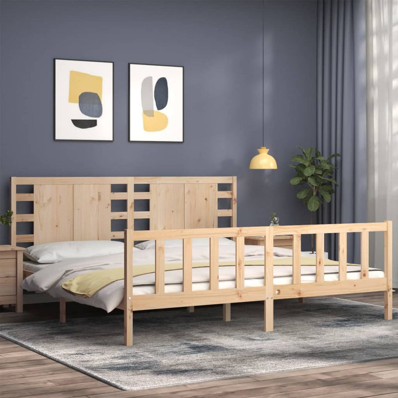 Bed Frame with Headboard 183x203 cm King Solid Wood