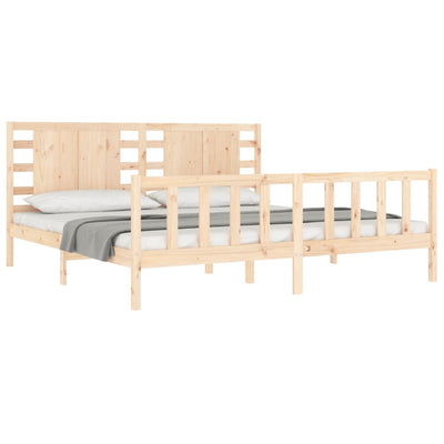 Bed Frame with Headboard 183x203 cm King Solid Wood