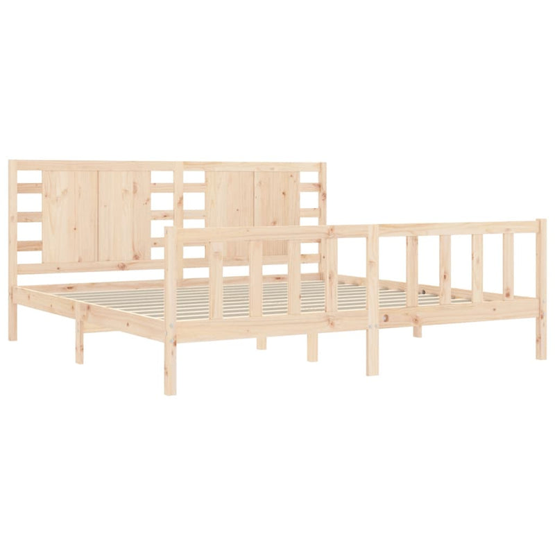 Bed Frame with Headboard 183x203 cm King Solid Wood