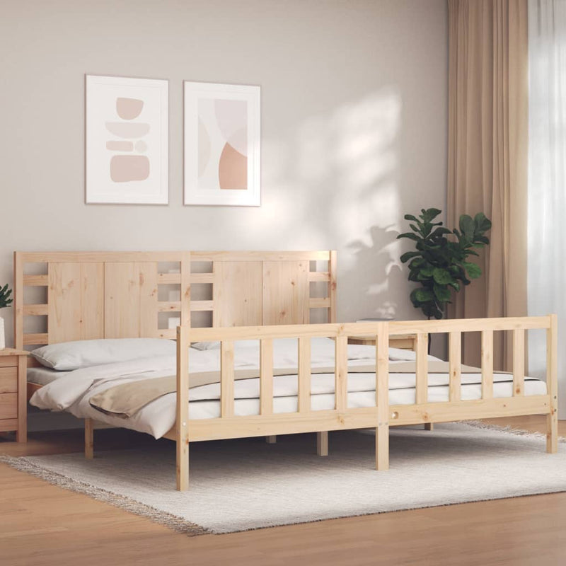 Bed Frame with Headboard 183x203 cm King Solid Wood