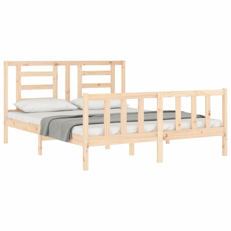 Bed Frame with Headboard 153x203 cm Queen Solid Wood