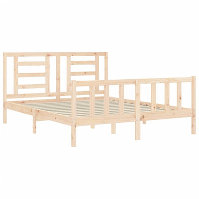 Bed Frame with Headboard 153x203 cm Queen Solid Wood