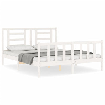 Bed Frame without Mattress White 150x200 cm Solid Wood Pine