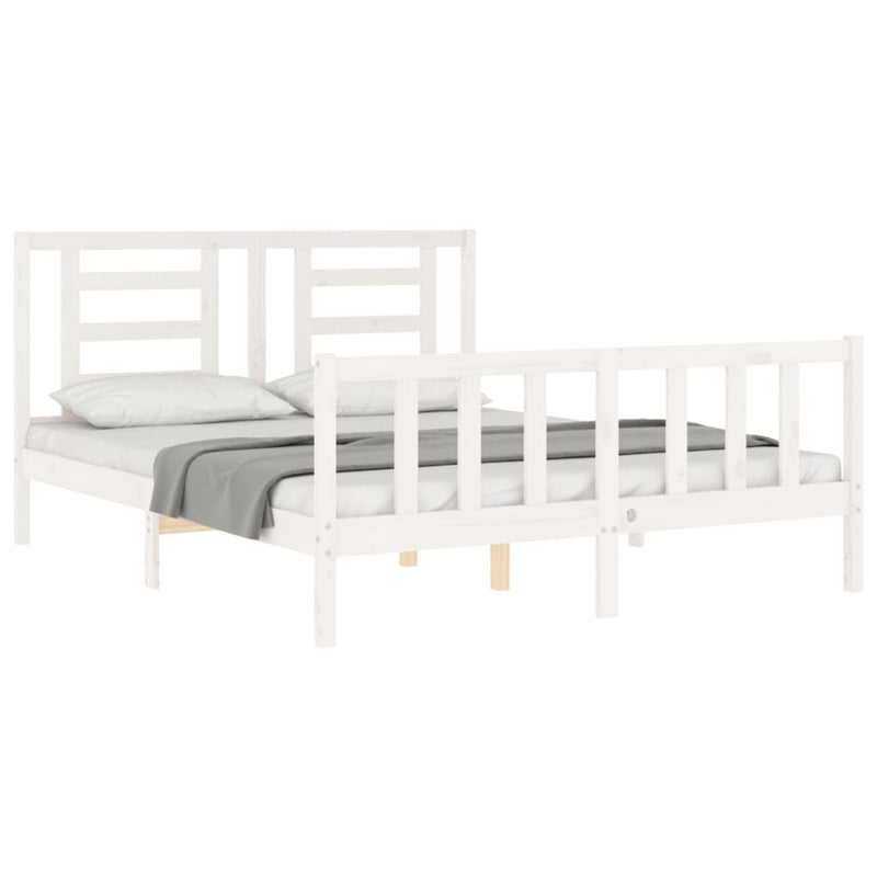 Bed Frame without Mattress White 150x200 cm Solid Wood Pine