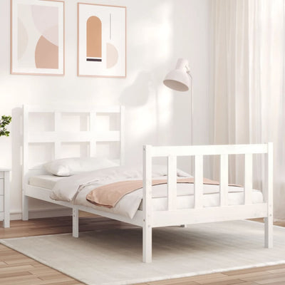 Bed Frame without Mattress White 90x190 cm Solid Wood Pine