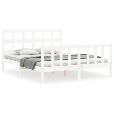 Bed Frame without Mattress White 150x200 cm Solid Wood Pine