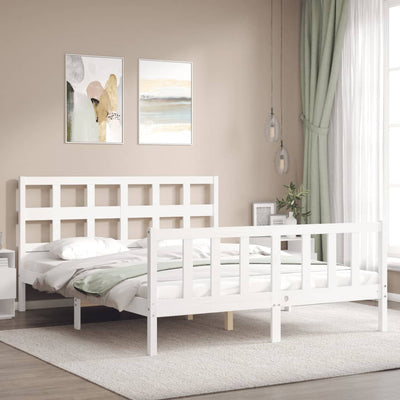 Bed Frame without Mattress White 150x200 cm Solid Wood Pine