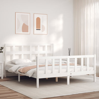 Bed Frame without Mattress White 150x200 cm Solid Wood Pine