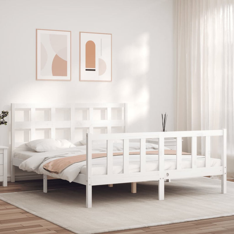 Bed Frame without Mattress White 150x200 cm Solid Wood Pine