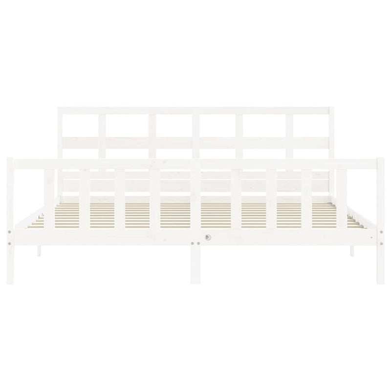 Bed Frame with Headboard White 183x203 cm King Solid Wood