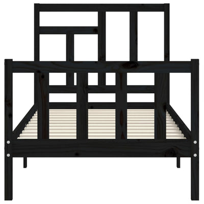 Bed Frame without Mattress Black 90x190 cm Solid Wood Pine