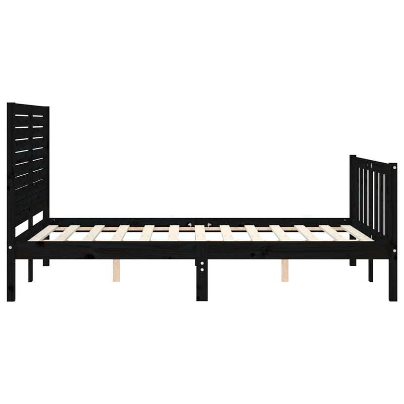 Bed Frame without Mattress Black 135x190 cm Solid Wood Pine