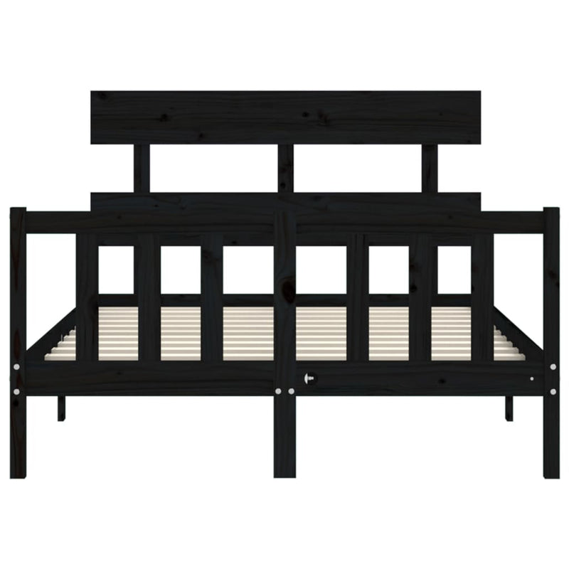 Bed Frame without Mattress Black 135x190 cm Solid Wood Pine