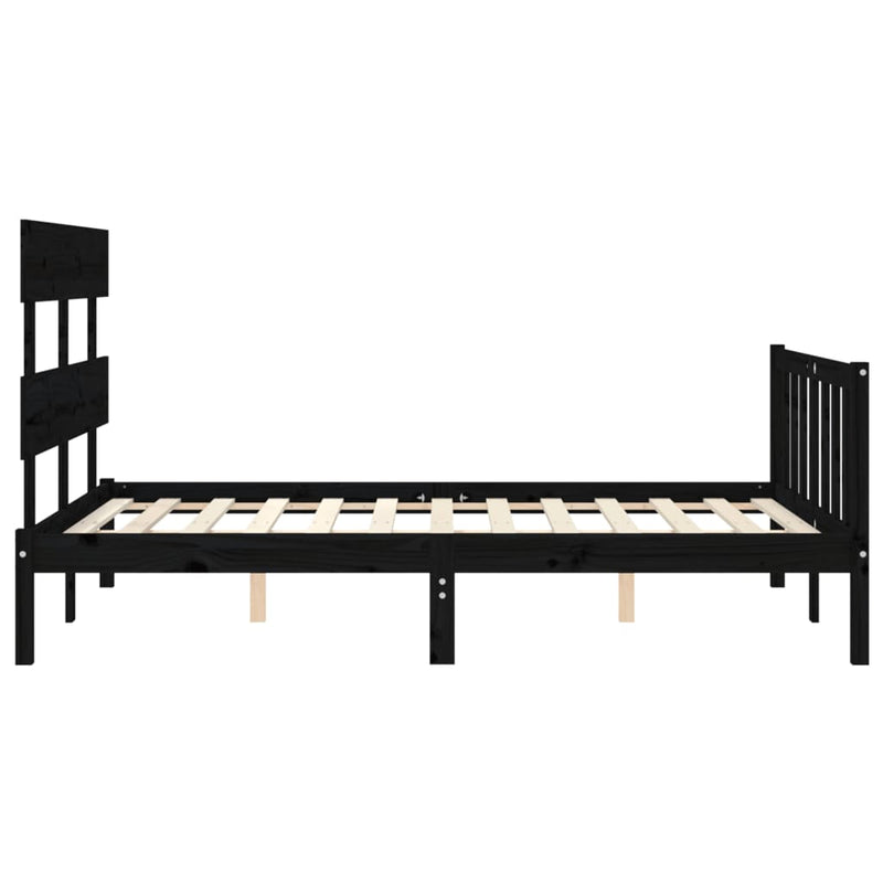 Bed Frame without Mattress Black 135x190 cm Solid Wood Pine