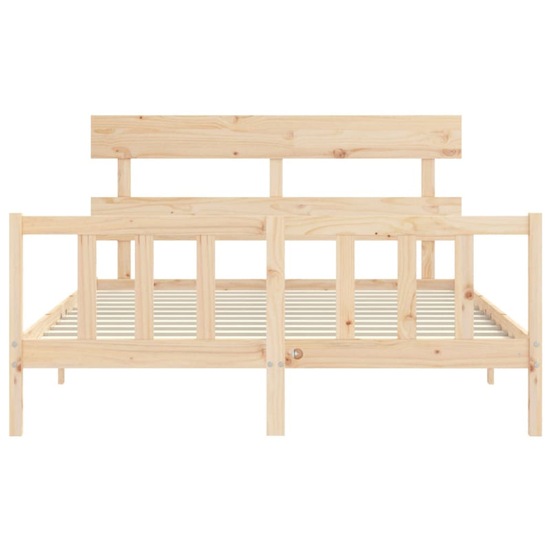 Bed Frame with Headboard 153x203 cm Queen Solid Wood