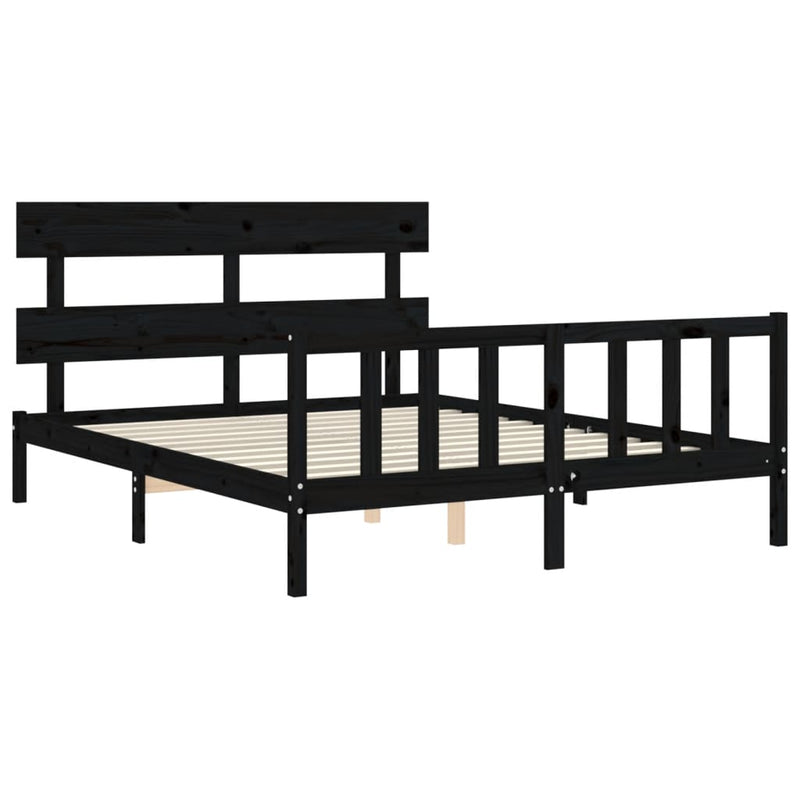 Bed Frame without Mattress Black 150x200 cm Solid Wood Pine