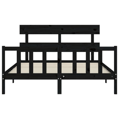 Bed Frame without Mattress Black 150x200 cm Solid Wood Pine