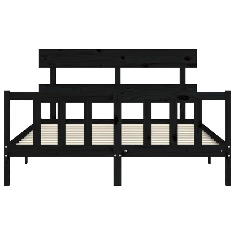 Bed Frame without Mattress Black 150x200 cm Solid Wood Pine