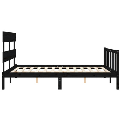 Bed Frame without Mattress Black 150x200 cm Solid Wood Pine