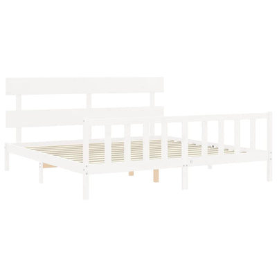 Bed Frame without Mattress White 183x203 cm King Solid Wood Pine