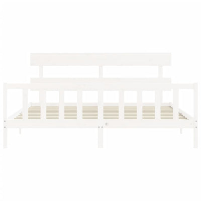 Bed Frame without Mattress White 183x203 cm King Solid Wood Pine