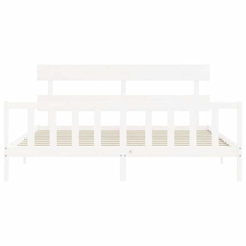 Bed Frame without Mattress White 183x203 cm King Solid Wood Pine