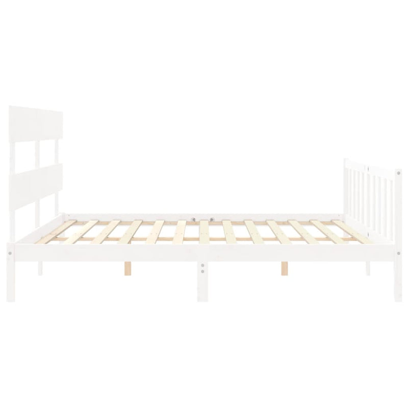 Bed Frame without Mattress White 183x203 cm King Solid Wood Pine