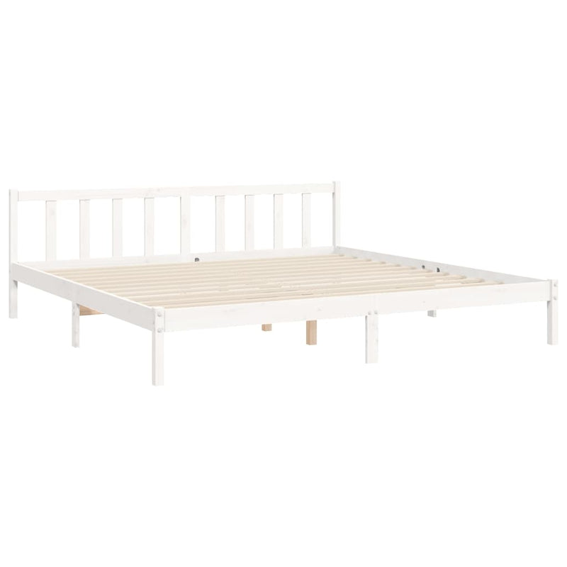 Bed Frame without Mattress White 183x203 cm King Solid Wood Pine