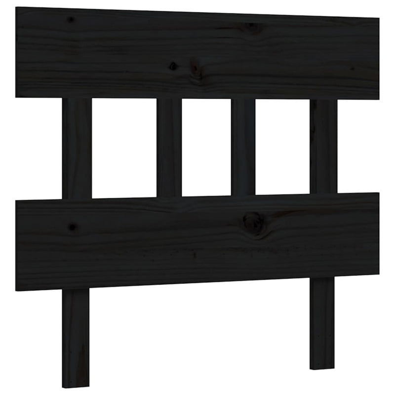 Bed Frame with Headboard Black 92x187 cm Single Size Solid Wood