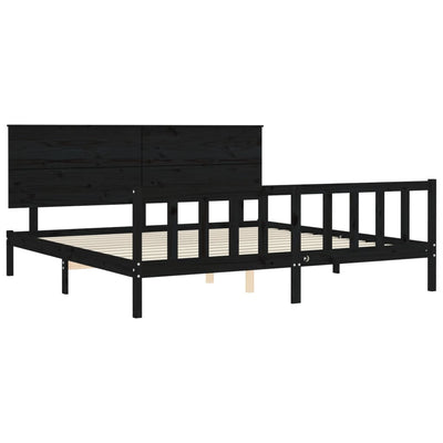 Bed Frame without Mattress Black 183x203 cm King Solid Wood Pine