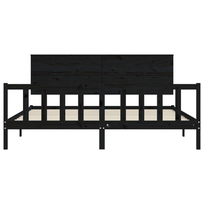 Bed Frame without Mattress Black 183x203 cm King Solid Wood Pine