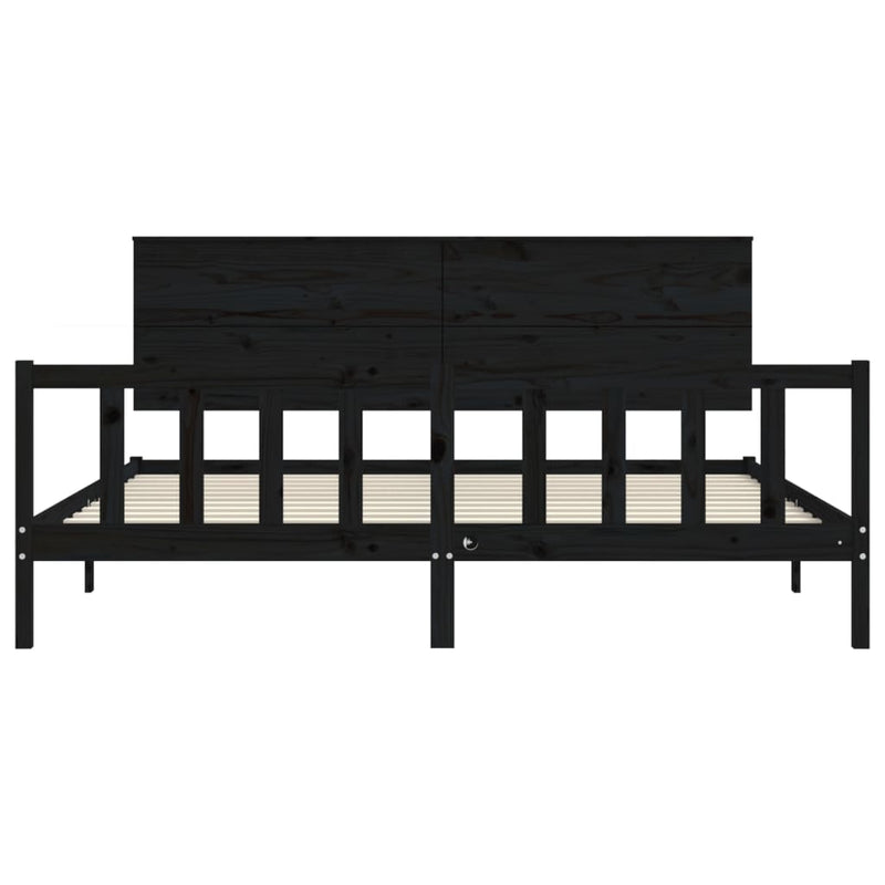 Bed Frame without Mattress Black 183x203 cm King Solid Wood Pine