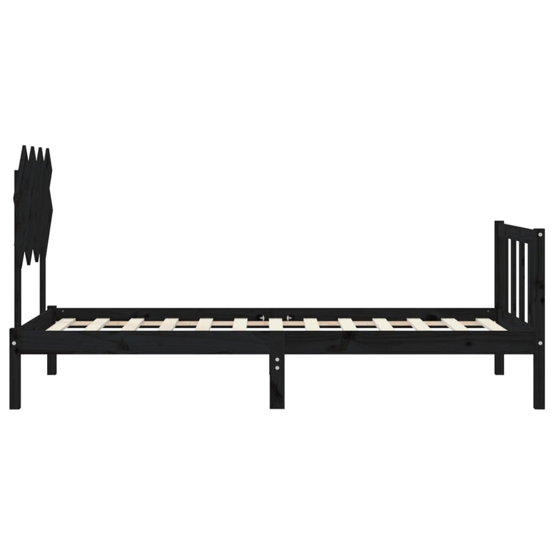 Bed Frame without Mattress Black 90x190 cm Solid Wood Pine