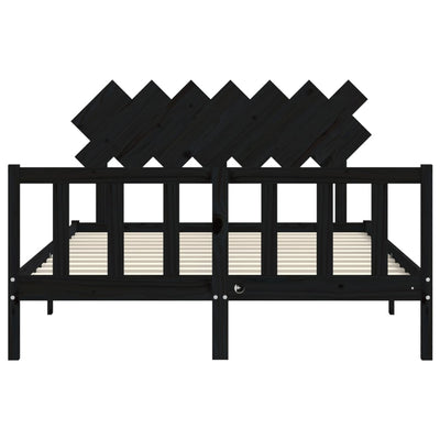 Bed Frame without Mattress Black 150x200 cm Solid Wood Pine