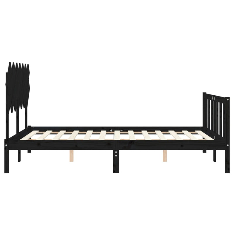 Bed Frame without Mattress Black 150x200 cm Solid Wood Pine