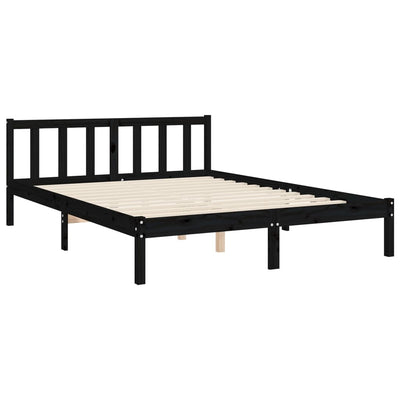 Bed Frame without Mattress Black 150x200 cm Solid Wood Pine