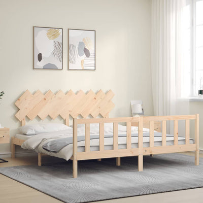 Bed Frame without Mattress 183x203 cm King Solid Wood Pine