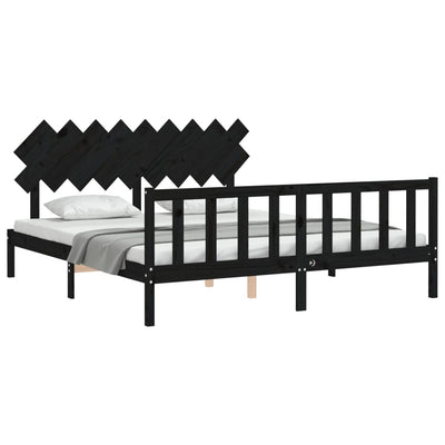 Bed Frame without Mattress Black 183x203 cm King Solid Wood Pine