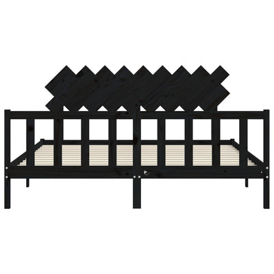 Bed Frame without Mattress Black 183x203 cm King Solid Wood Pine